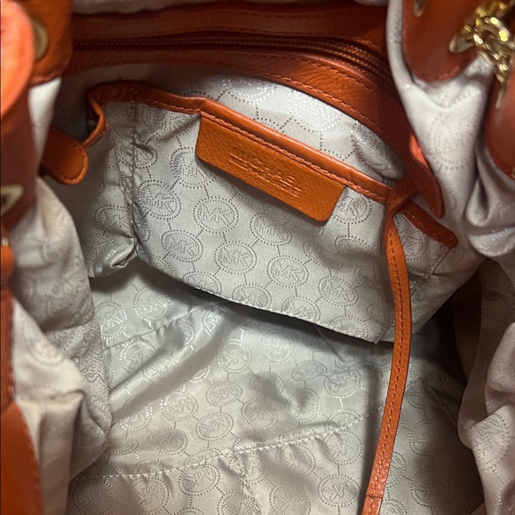 Michael Kors Orange/Rust Leather Hobo Shoulder Bag with gold hardware - Picture 3 of 16